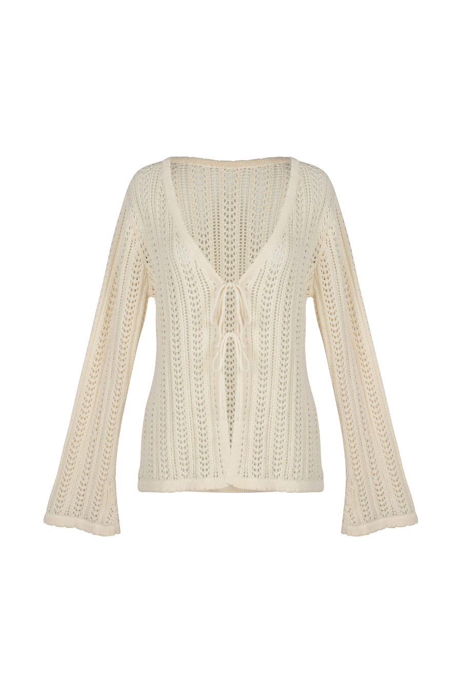 Lexi Pointelle Knit Cardigan - Cream