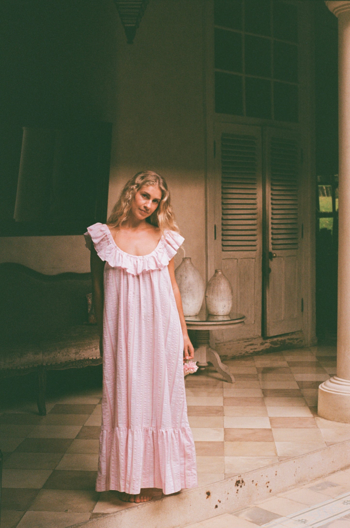 Bisset maxi - pink seersucker