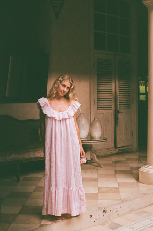 Bisset maxi - pink seersucker